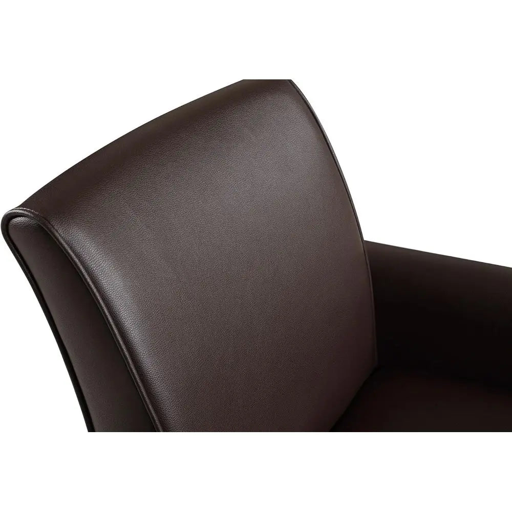PU Leather Accent Chairs – Set of 2 Overstuffed Mid-Century Modern Armchairs