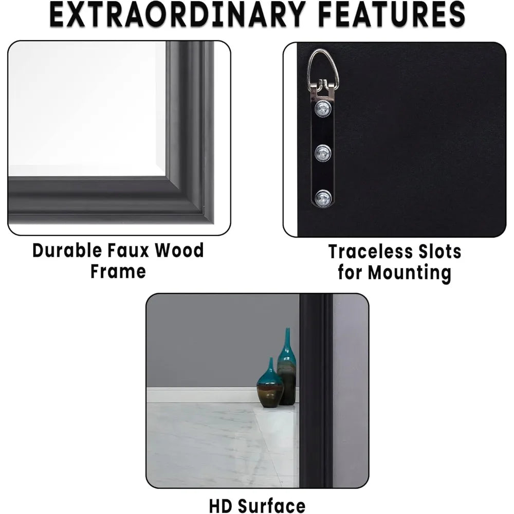 Tall Mirror Full Body Oversize Mirror Smooth Faux Wood Frame Full Length Huge Mirrors for Bedroom Huge Floor Long