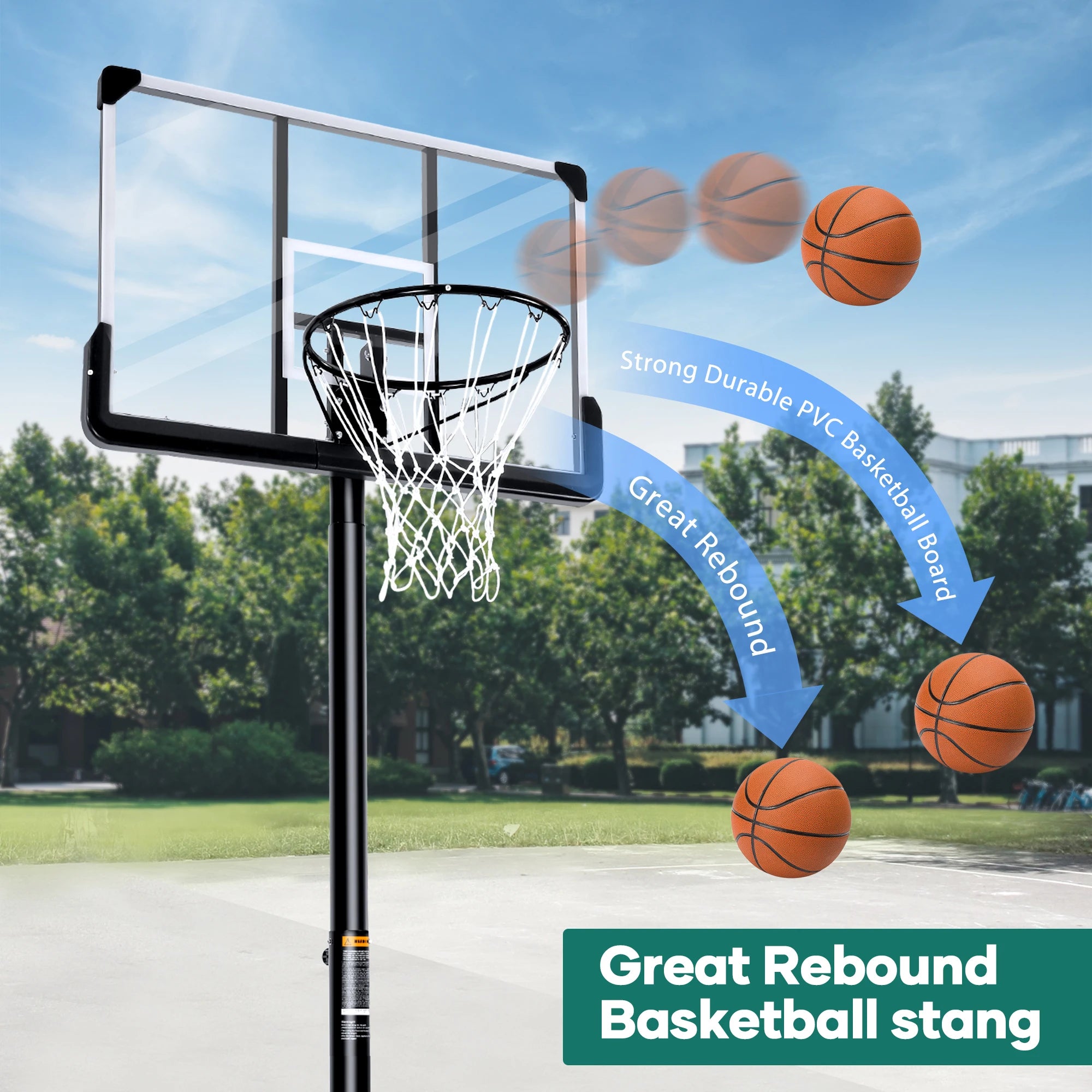 Portable Basketball Hoop System – 44″ Backboard Height Adjustable Indoor & Outdoor
