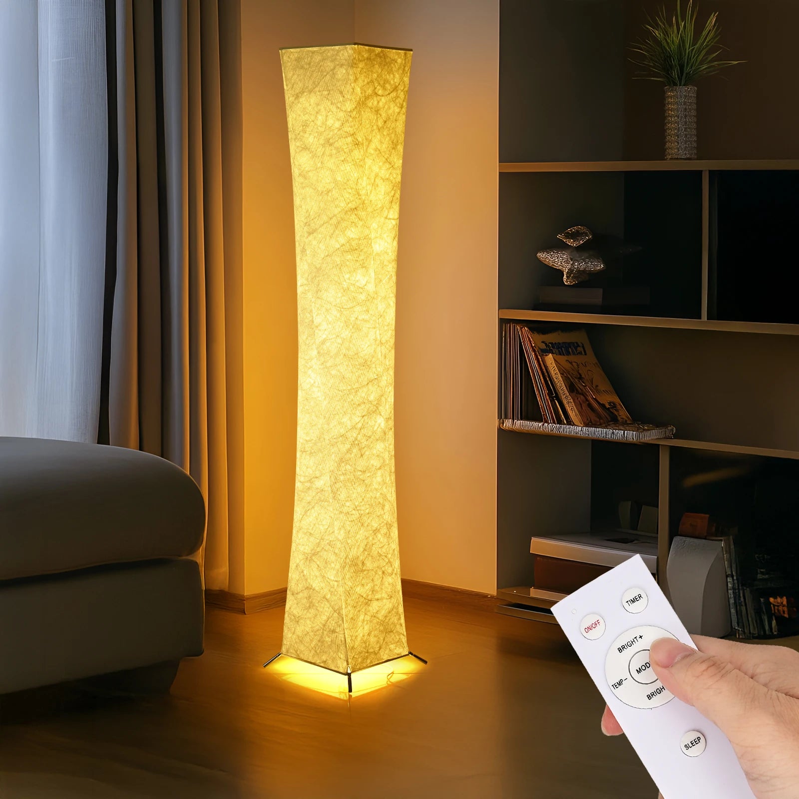 Soft Light Floor Lamp, 52" Simple Design Morden Slim Warm Light 3000K LED Tyvek Fabric Shade Standing Lamp for Living Room Bedro