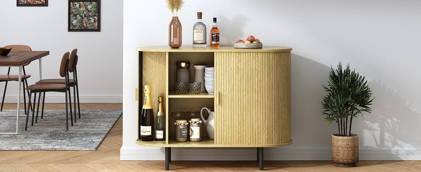 Sideboard Buffet Cabinet with Sliding Door, Storage Cabinet & Adjustable Shelf, Coffee Bar Cabinet Console Table