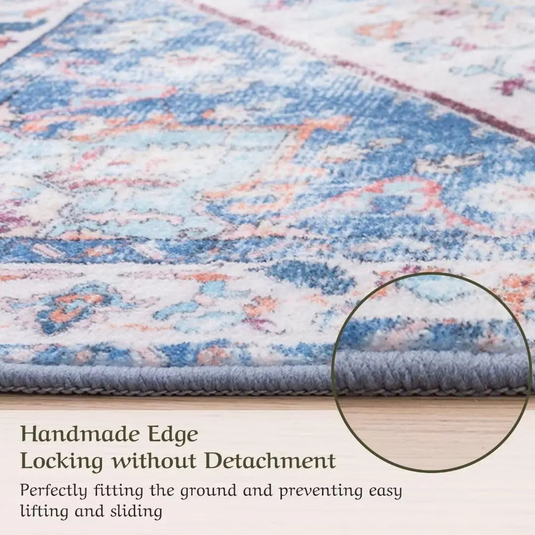 1PC Washable Area Rug 8x10 - Stain Resistant Vintage Design Rugs for Living Room, Non-Slip Foldable Carpet for Bedroom