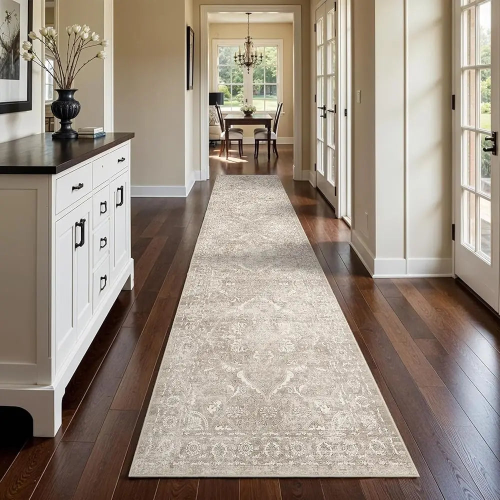 Washable 3X14 Runner Rug - Non-Slip Vintage Runner Rug For Entryway Low-Pile Medallion Long Rugs For Hallway Waterproof