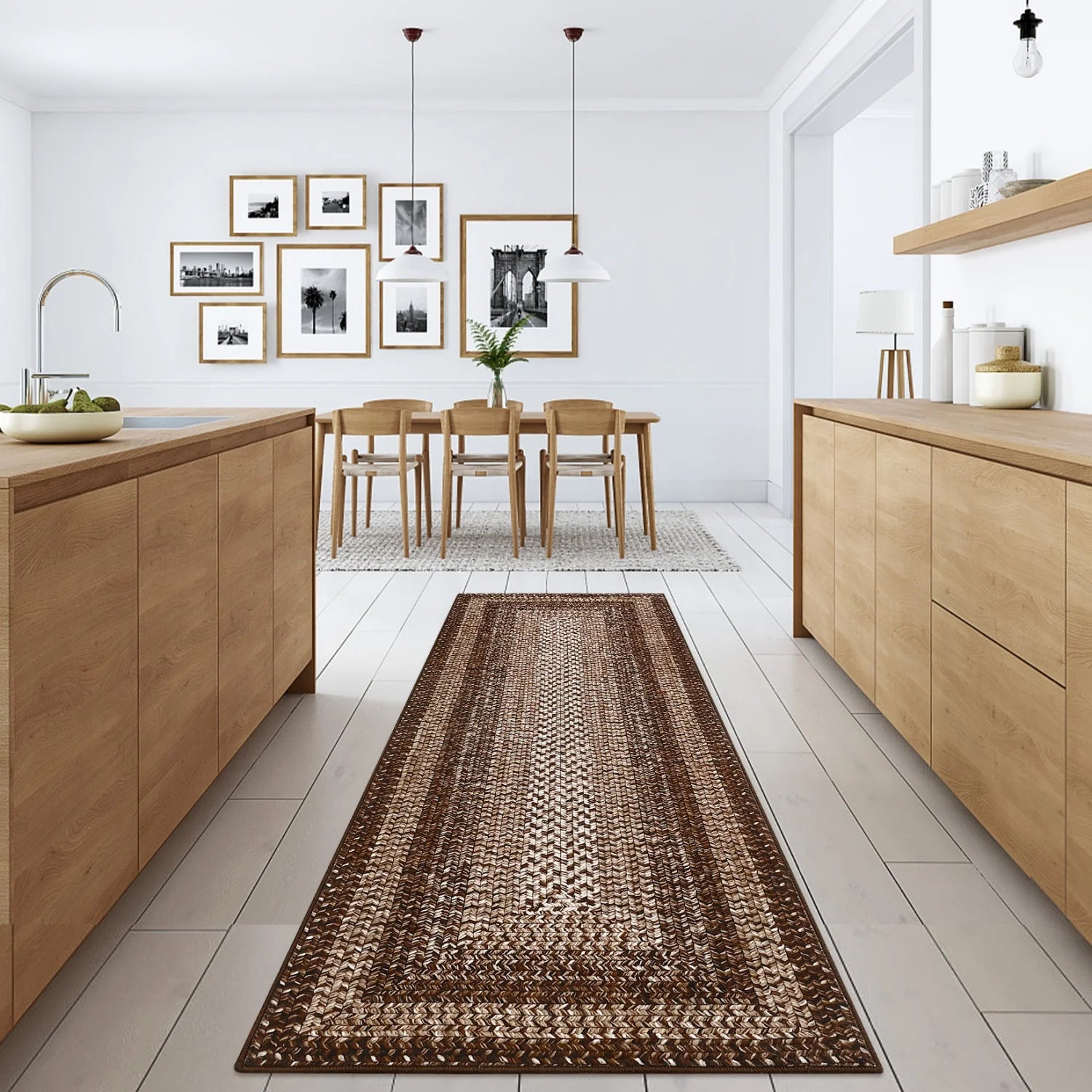 Washable Area Rugs Large Rugs for Living Room Modern Braided Print Non Slip Rug Indoor Floor Cover Accent Carpet for Bedroom