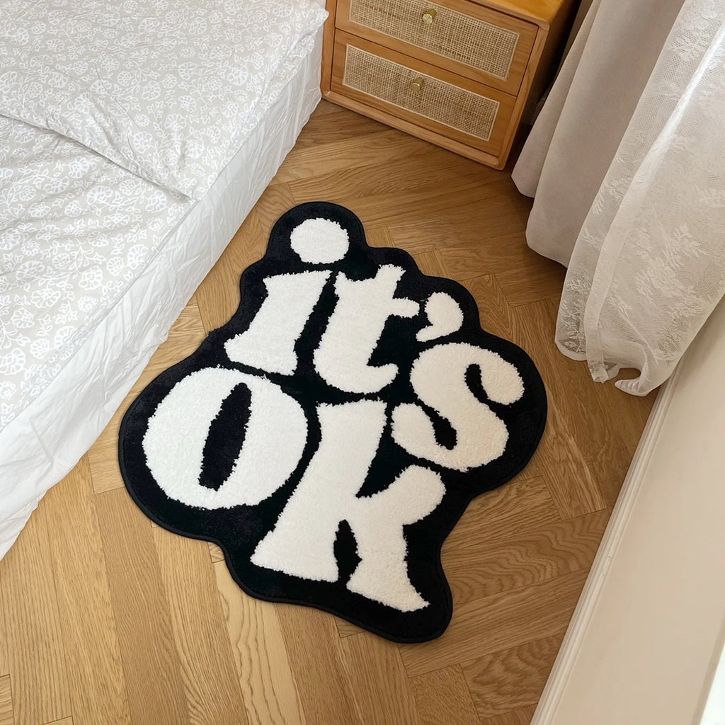 It’s OK Handmade Tufted Rug – Fluffy Plush Aesthetic Floor Rug for Bedroom, Living Room & Dorm
