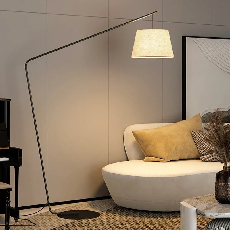 SOFEINA Nordic Black Fishing Floor Lamp Modern Family Living Room Beside The Sofa Creative LED Decorative Standing Light