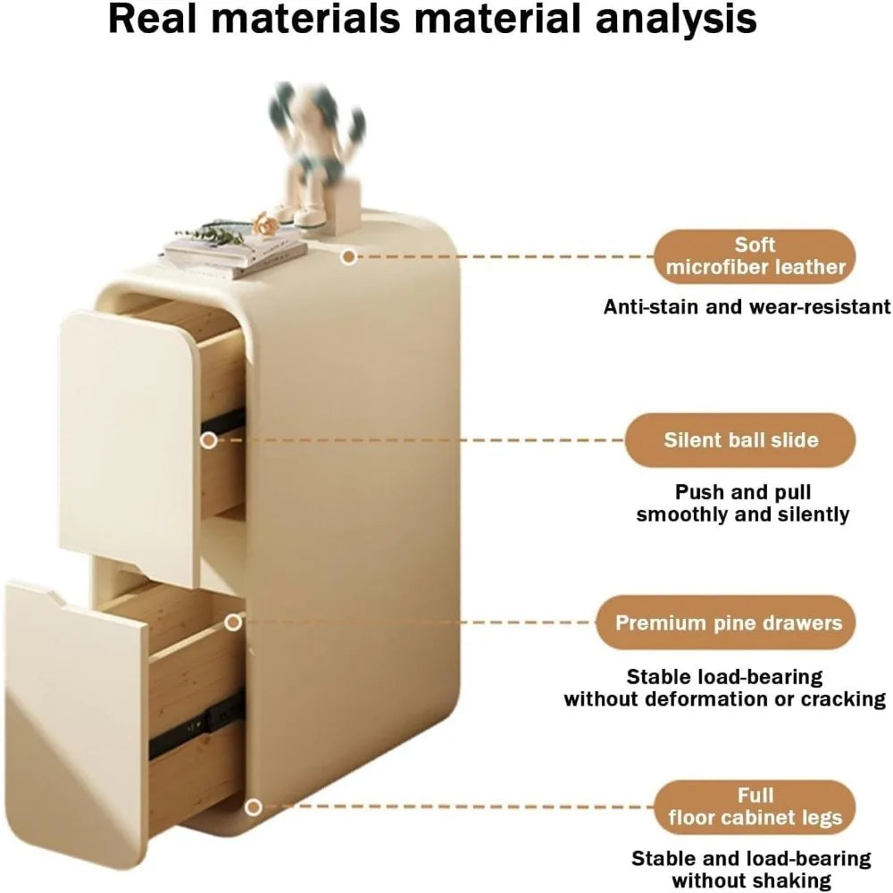 Compact Drawer Nightstand in Solid Wood with PU Finish, Minimalist Bedside Table, Space-Saving Nightstand, Petite End Table