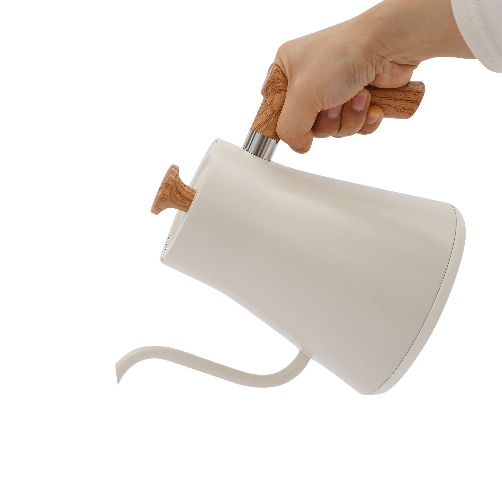 Electric Gooseneck Kettle for Coffee & Tea – 0.9L Stainless Steel Hot Water Kettle with LED Display (White)