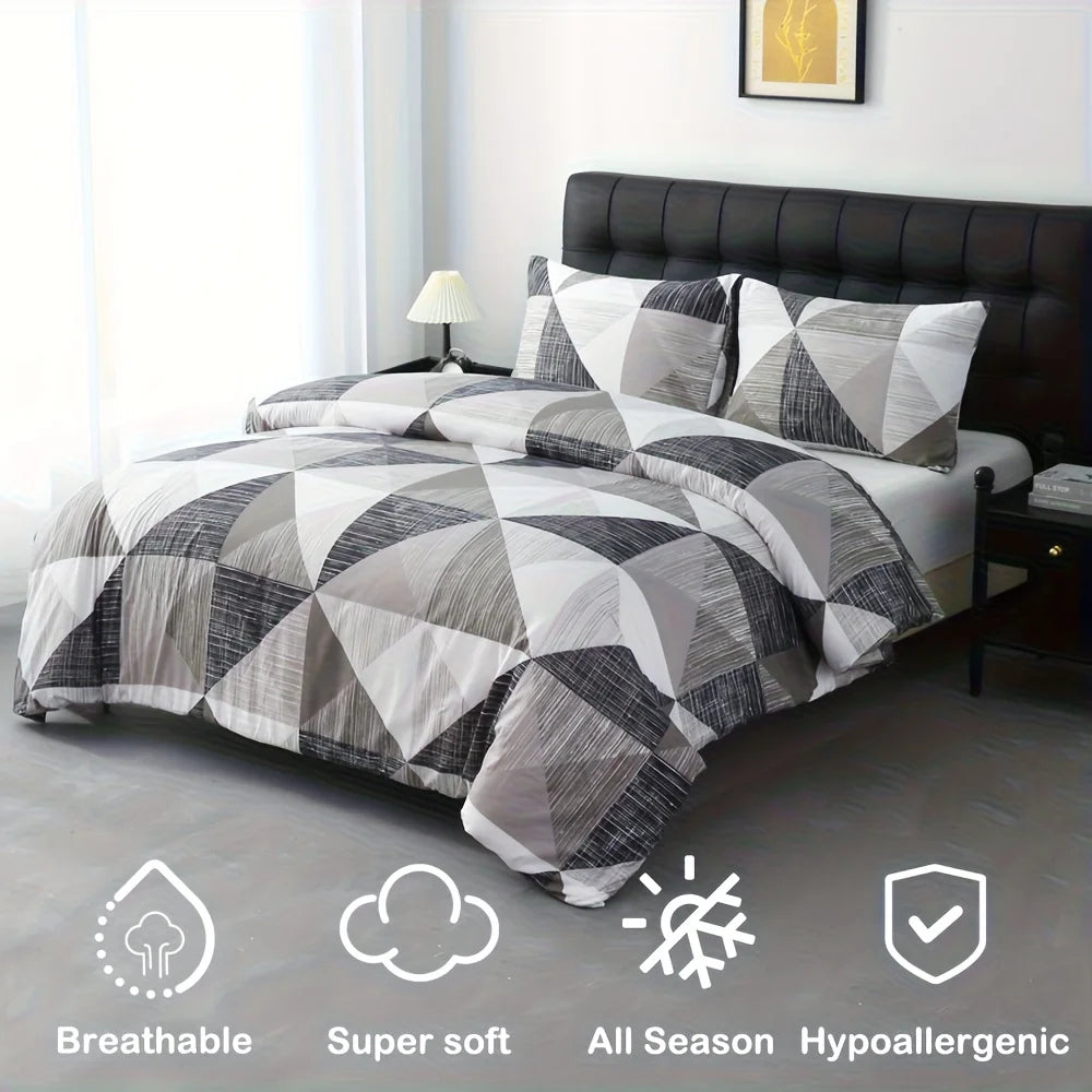 2/3pcs Abstract Printed Polyester Soft and Breathable Duvet Cover Set, 1 Quilt Cover + 1/2 Pillowcases (No Sheet Included)