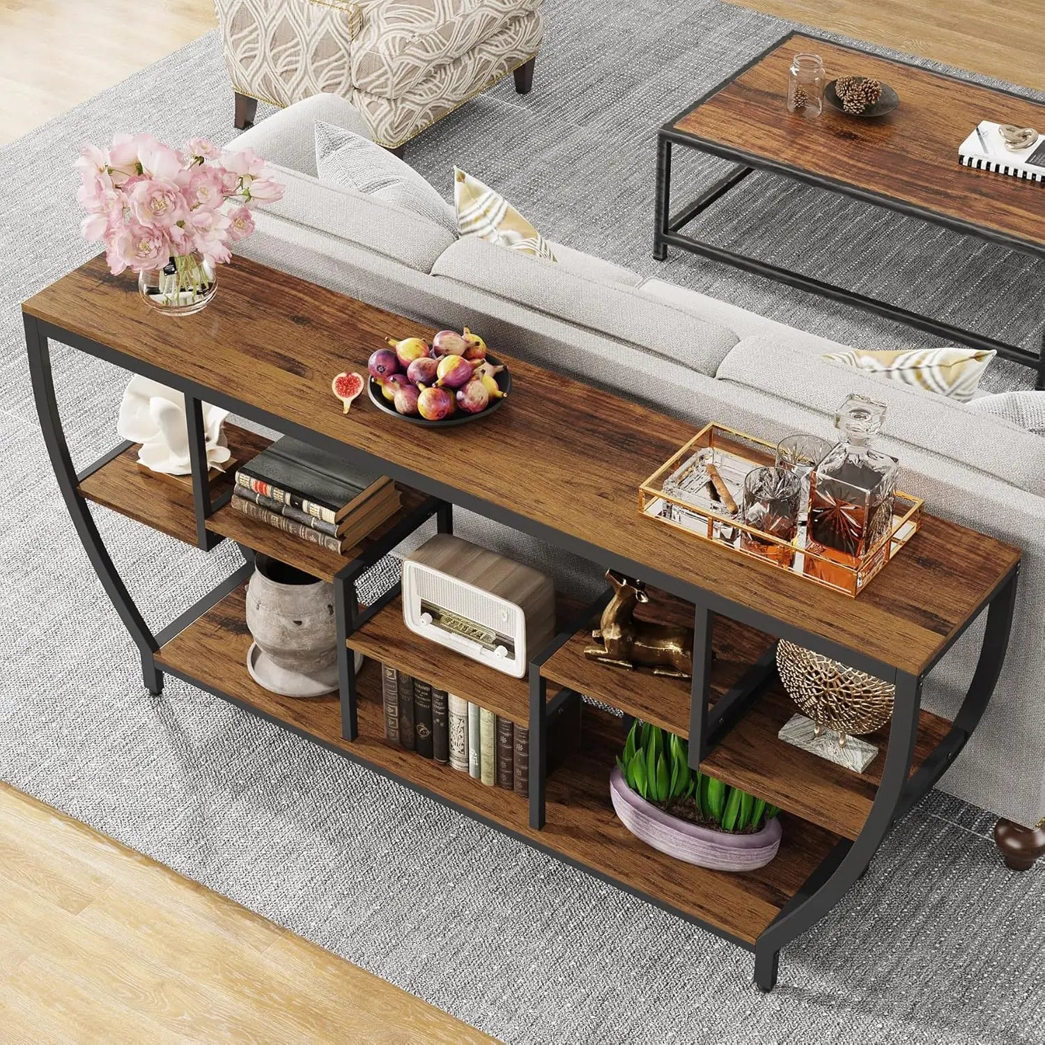 Sofa Table with Shelves,Console Table with Storage,Entryway Table TV Stand, Behind Couch Table Accent Tables for Living Room