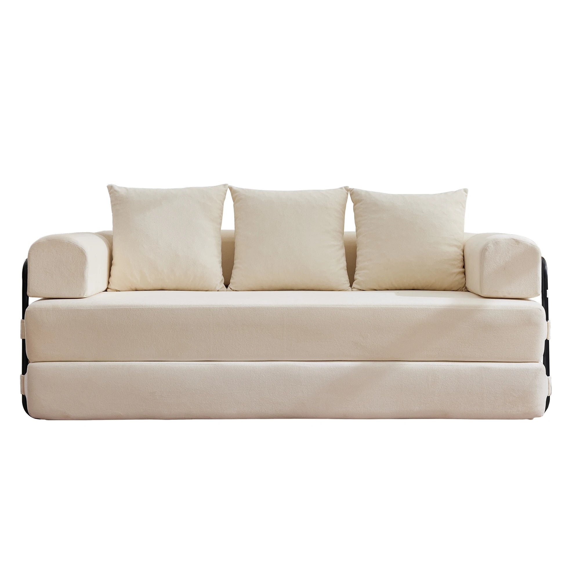 Korser Convertible Sofa Bed with Pillows Modular Floor Sofa with Fixed-Shape Frame Chenille Removable Folding Mattress Couch