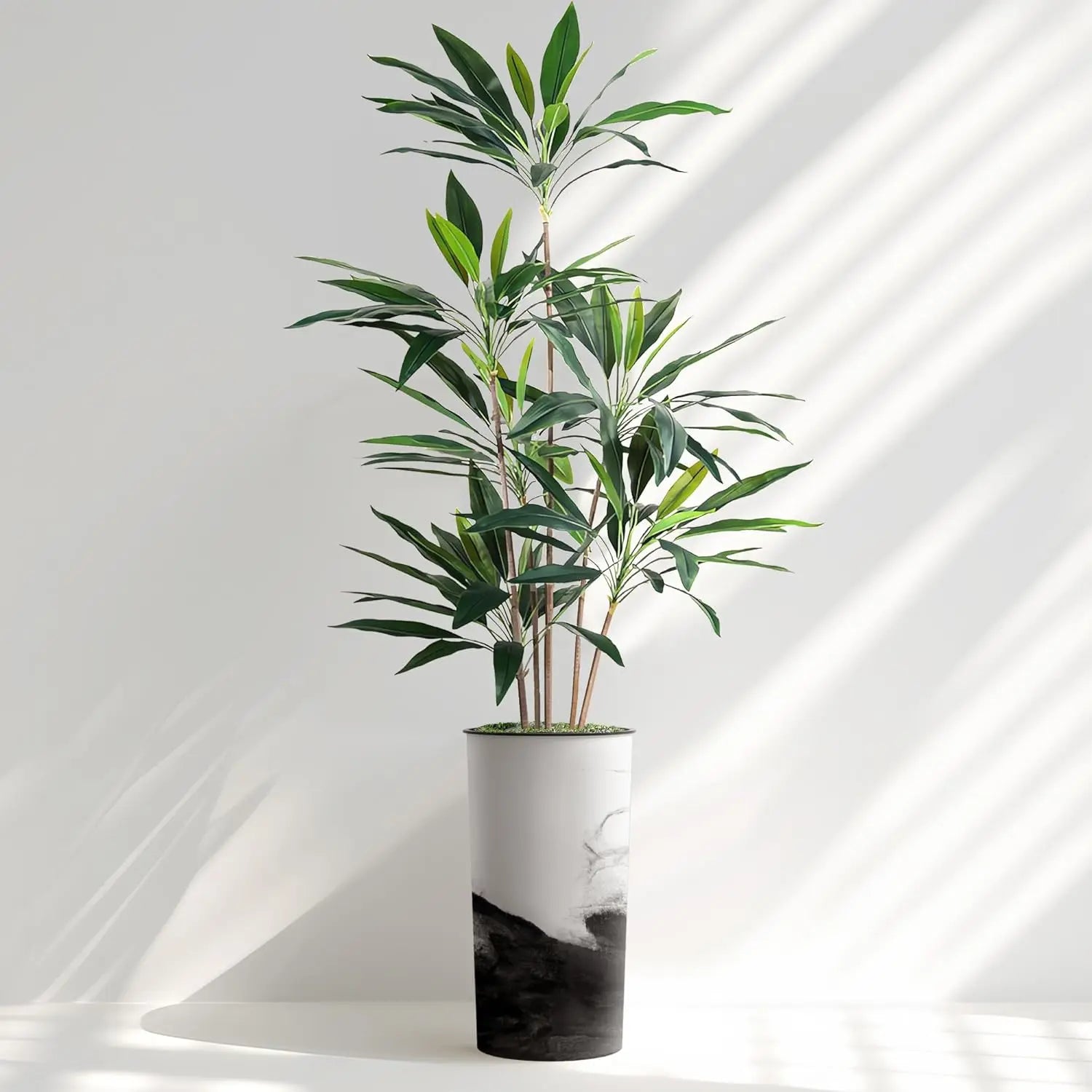 Artificial Tree in Contemporary Planter, Fake Dracaena Tree Silk Tree for Indoor and Outdoor Home Decoration - 66" Overall Ta