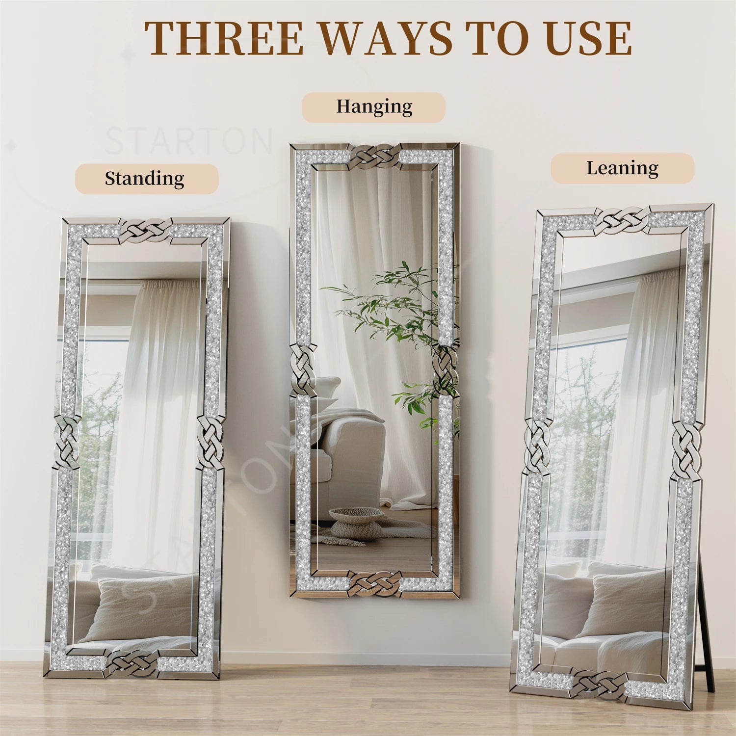 160 cm tall broken diamond full length mirror silver glass wall bedroom dressing mirror