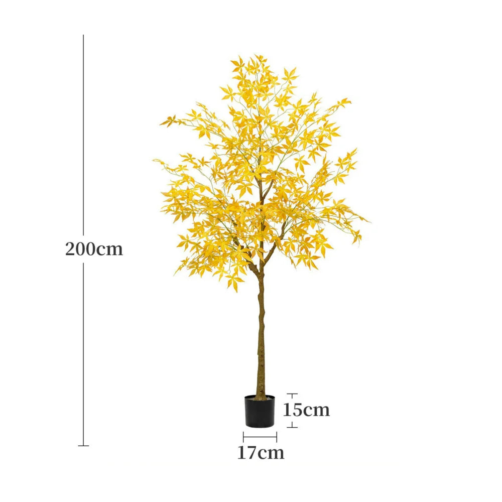 Artificial Maple Tree Red Maple Fake Tree Large Indoor Potted Plant Home Living Room Window Display Decoration Floor Greenery