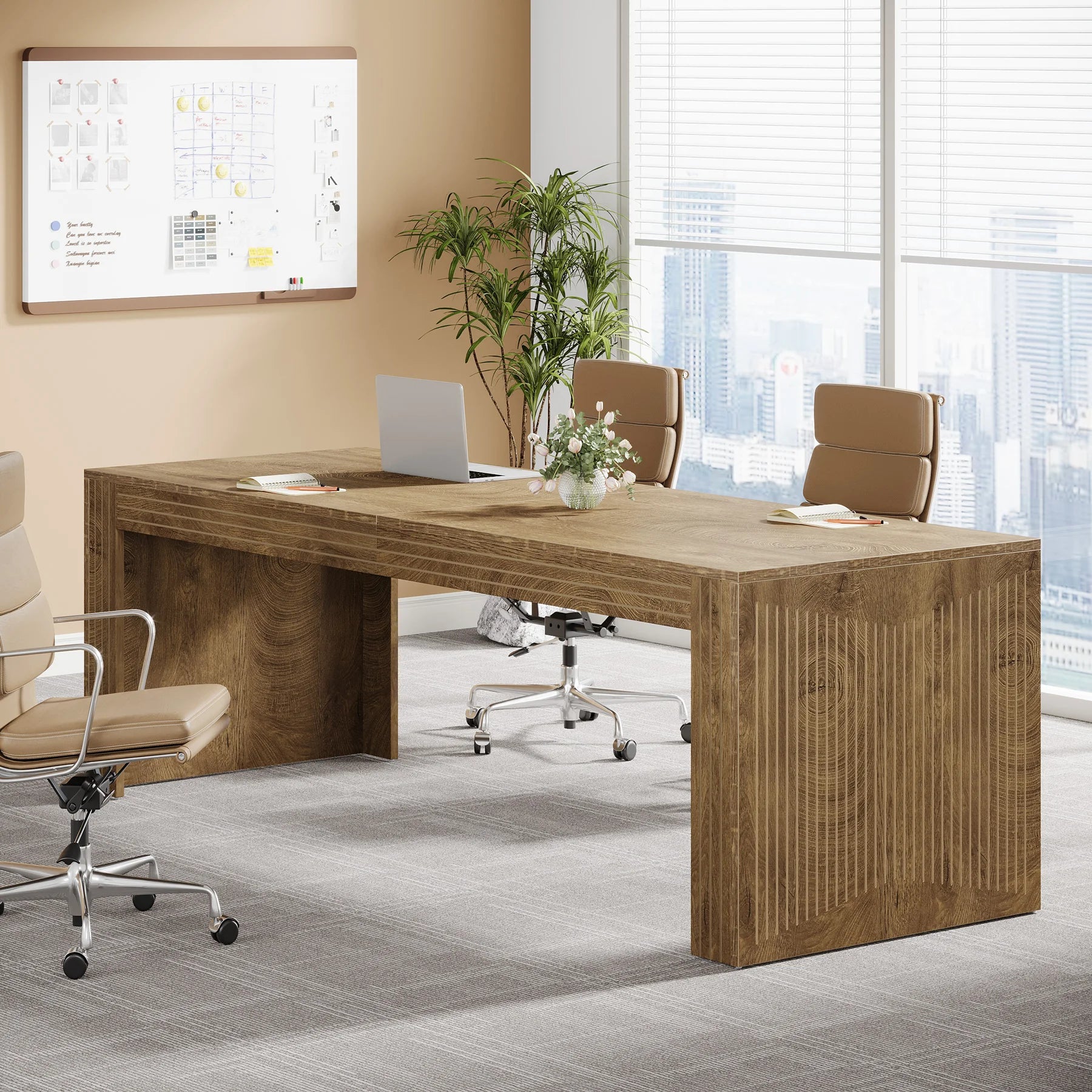 Tribesigns 79-Inch Extra Long Desk, Two Person Double Desk for Home Office, Wooden Long Computer Desk Writing Table for Office