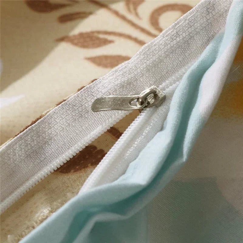 White Green Botanical Floral Duvet Cover Set Queen Reversible Gold Paisley Pattern Bedding Set Soft Microfiber Comforter Cover