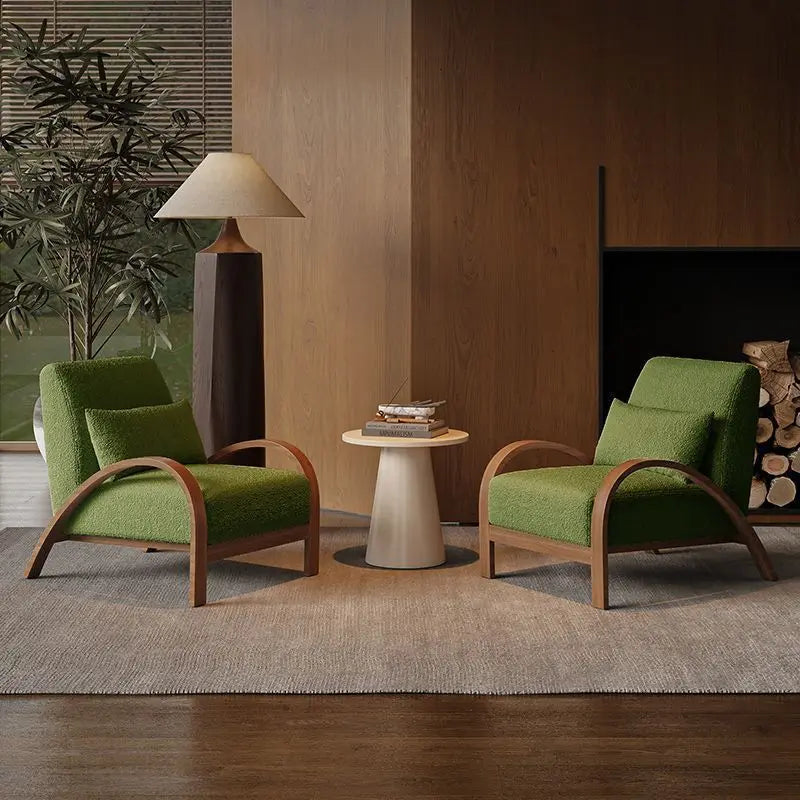 Nordic Lamb Wool Accent Chair – Minimalist Single Sofa Leisure Chair