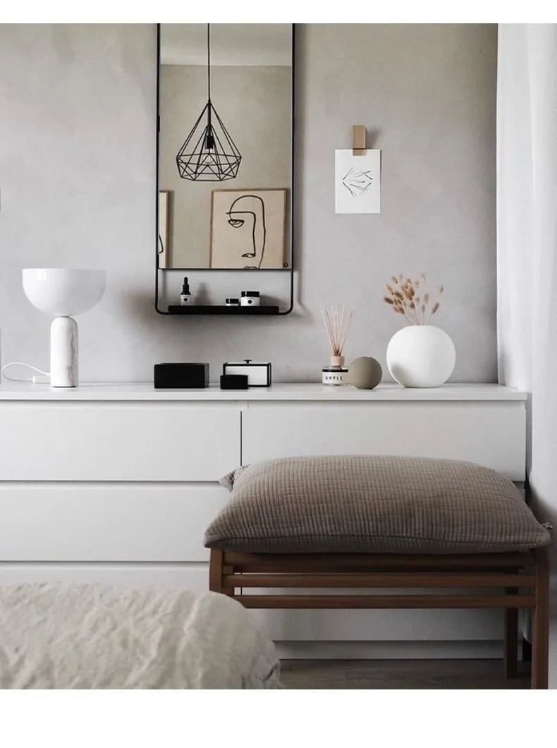 Danish Designer Luxury Marble Floor Lamp Minimalist LED Mushroom Table Light Acrylic Lampshade Decor Bedroom Bedside Study Hotel