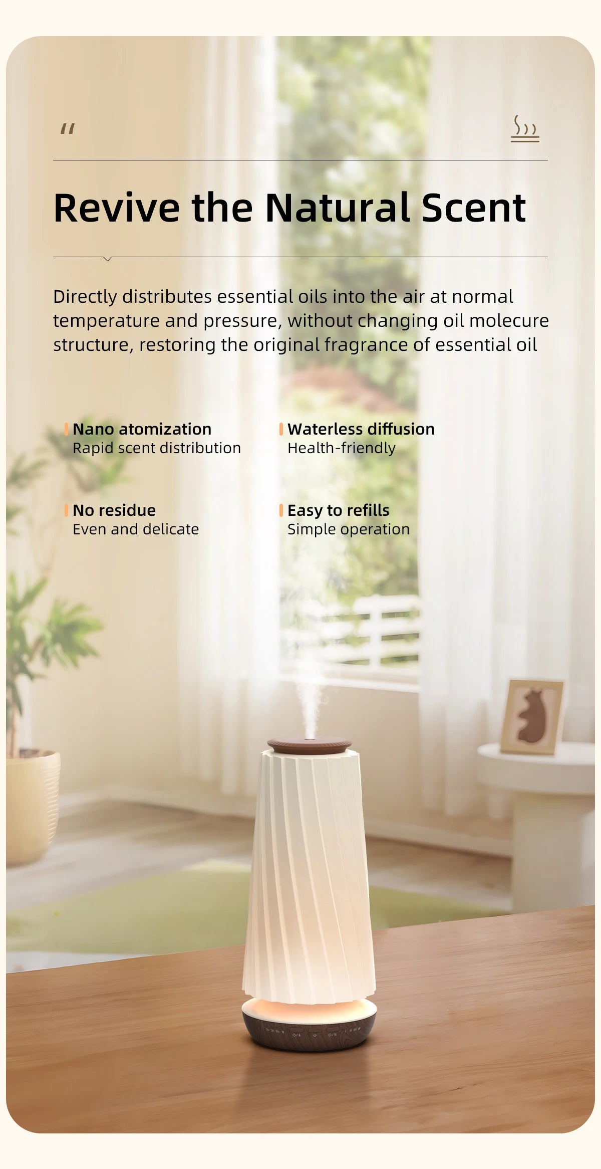 Smart Bluetooth Scent Diffuser with Night Light Air Freshener Aroma Machine for Home Hotel Office Automatic Aroma Diffuser