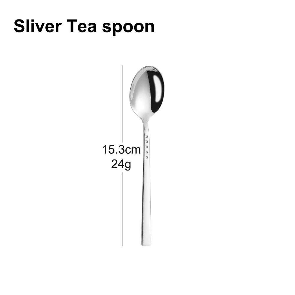 3/4/6/12Pcs Sliver Coffee Spoon Set Stainless Steel 304 Stirring Teaspoons Cake Dessert Spoon For Home Party Gold Tableware