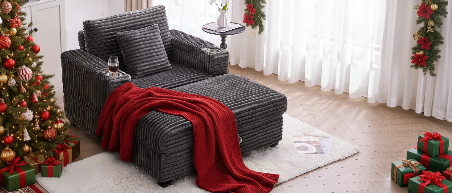 90 Inch Nailhead Trim Couch for Living Room, 23 Inch Deep Seat Rolled Arm Sofa, Comfy Upholstered 3 Seater Chenille Couch w/Wood