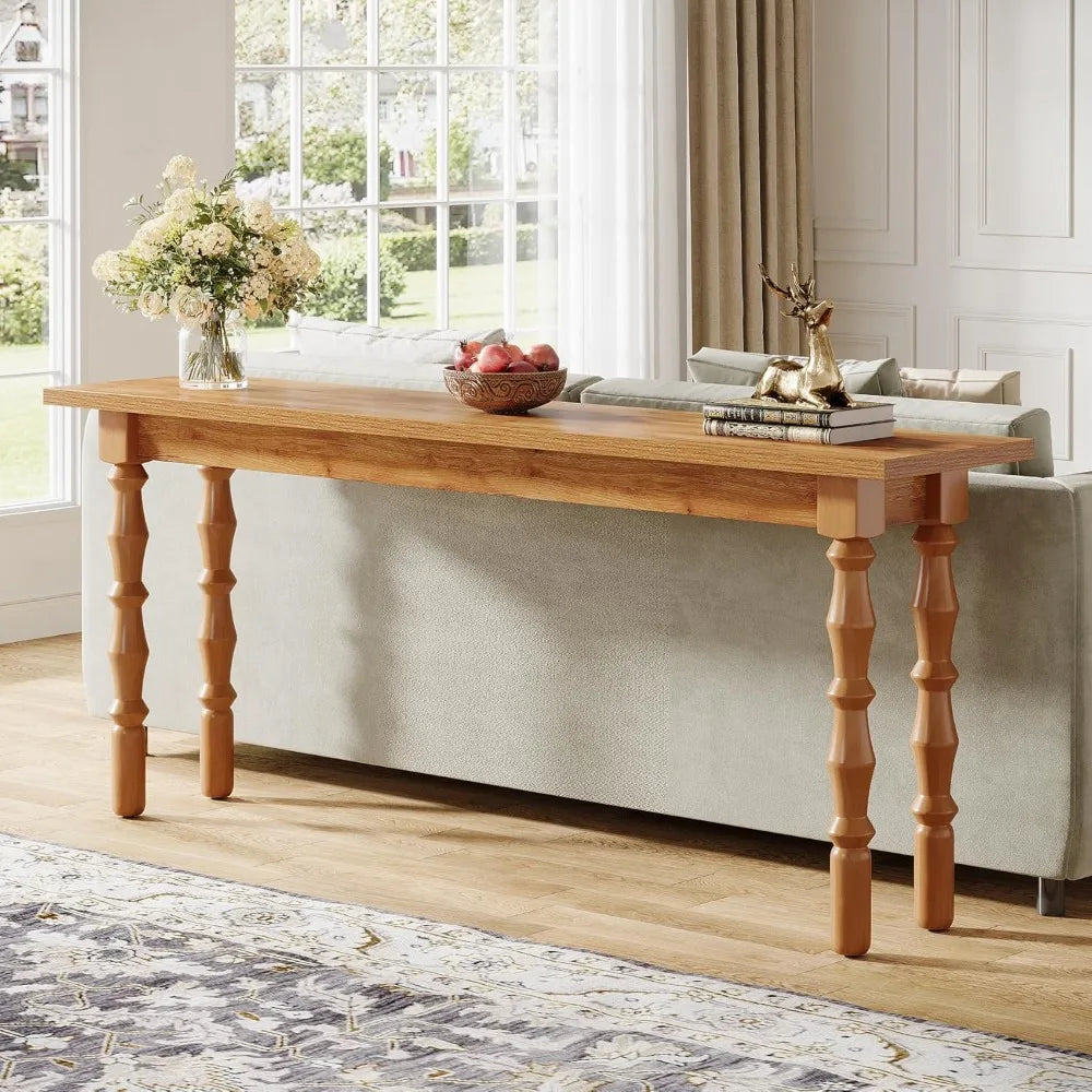 70.9-Inch Extra Long Console Table for Entryway, Narrow Sofa Table Behind Couch with Solid Wood Legs, Entry Accent Table
