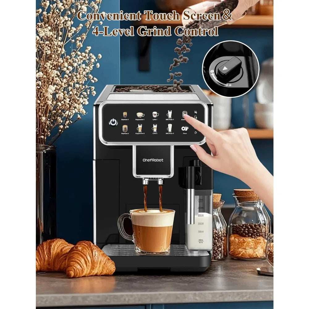 Fully Automatic Espresso Machine – 12-Cup Coffee Maker with One-Touch Cappuccino, Latte & Espresso