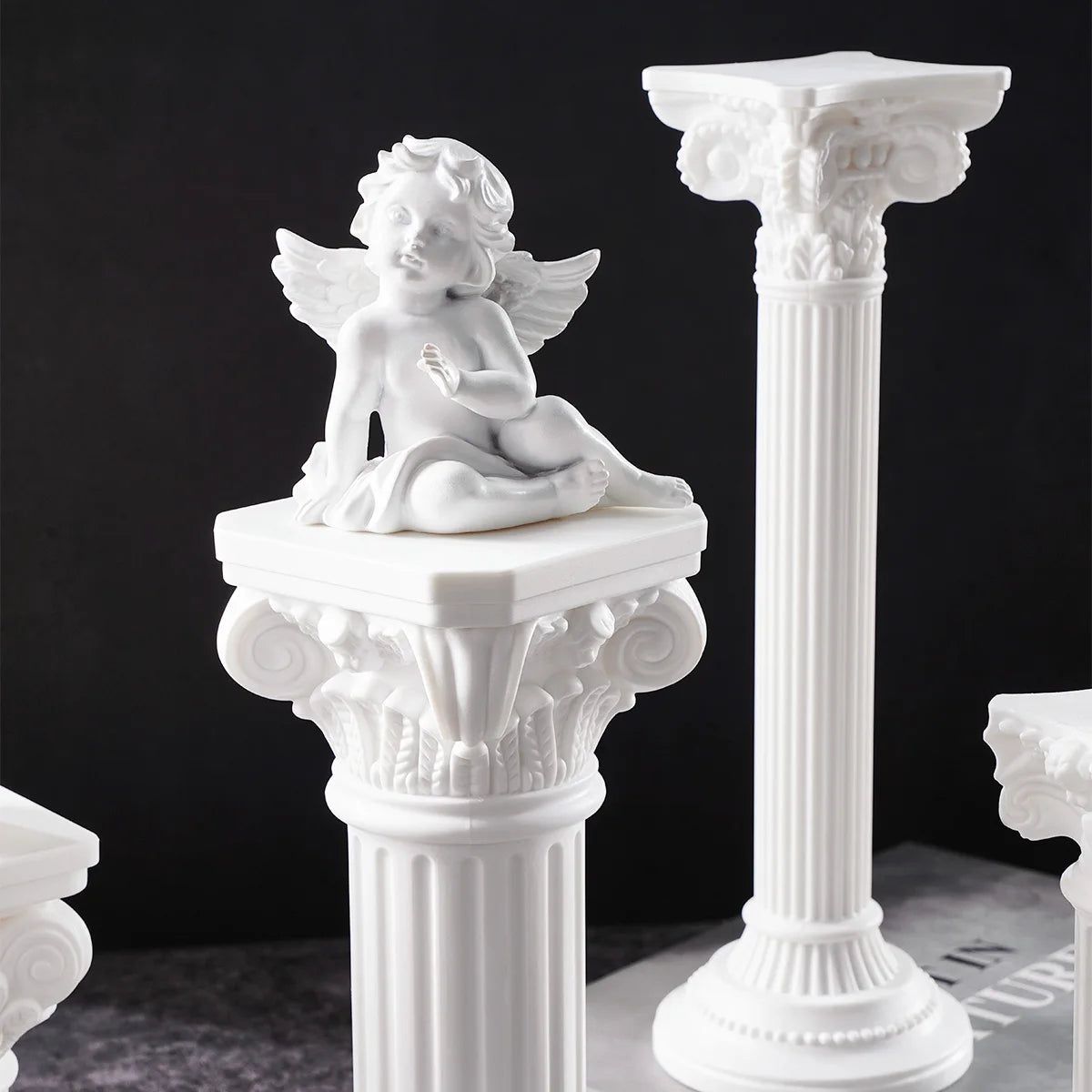 1PC, Roman column sculpture resin handicraft statues, festival decorative candlesticks, Roman column church decorations
