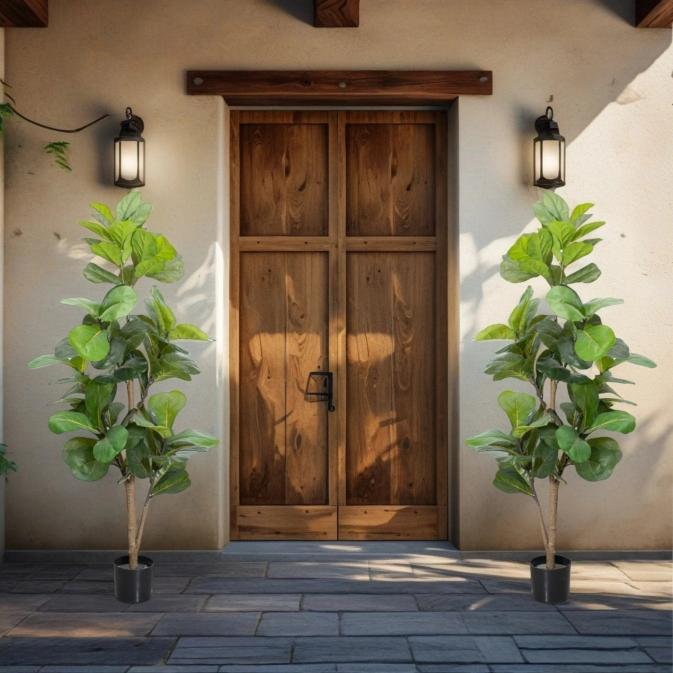 150cm Large Artificial Ficus Tree Artificial Plant Faux Fiddle Leaf Fig Tree for Room Home & Office Indoor&Outdoor Decoration