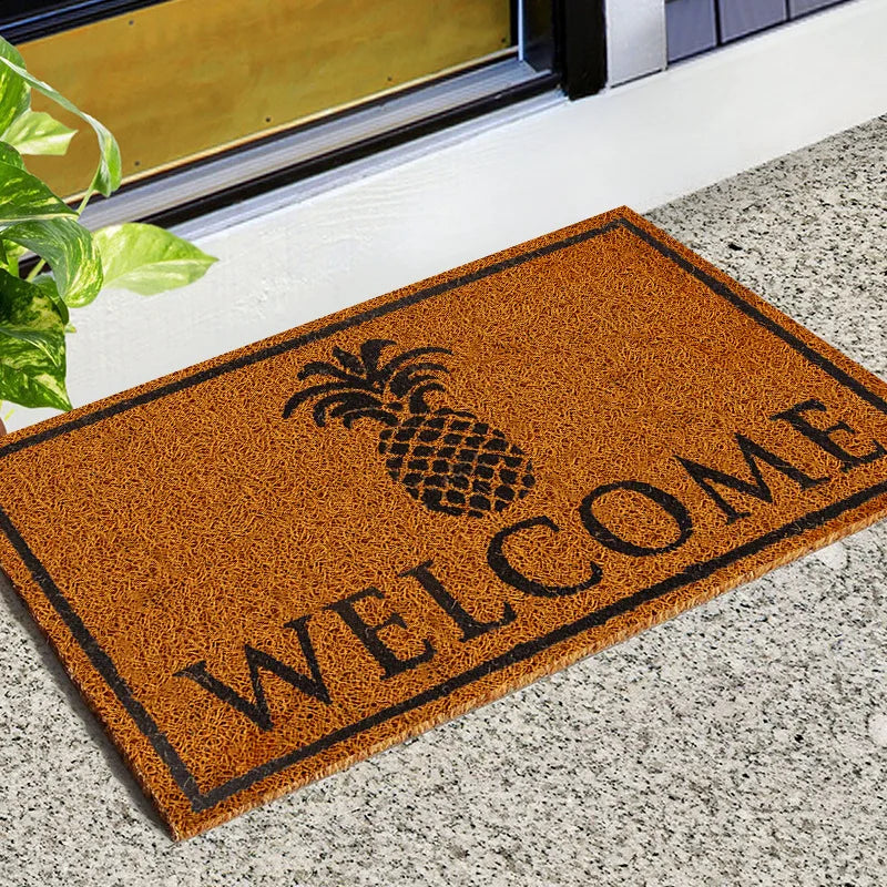 Entrance Doormat Indoor Outdoor PVC Antiwear Non Slip Waterproof Bathroom Carpet Faux Coconut Fiber Rugs Front Door Floor Mats