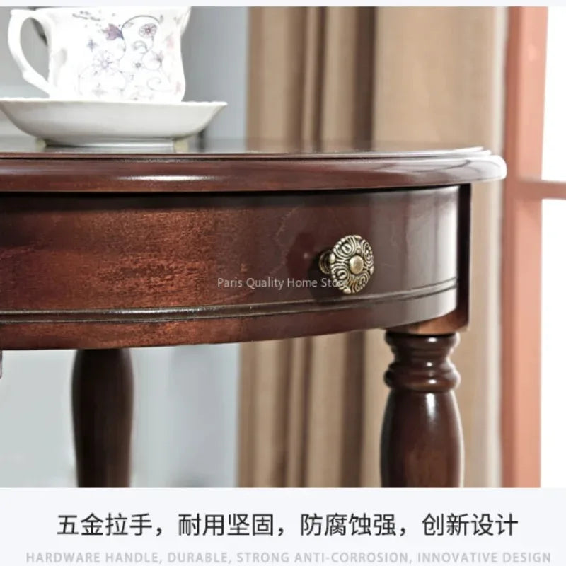 American Small Coffee Table Wooden Side Sofa Side Cabinet Small Round Table Living Room Telephone Casual Coffee Table