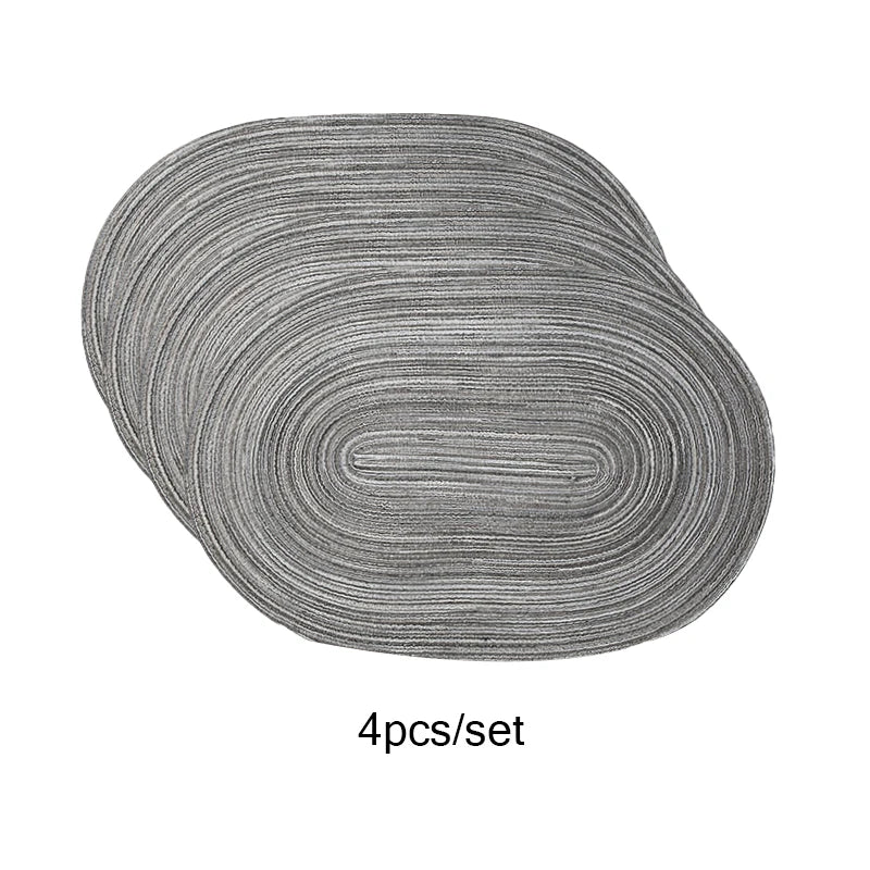 4PCS/set Oval Rop Cotton Braided Table Place Mats Braided Coaster Placemas Non-Slip Table Mats for Dining Kitchen Table Washable