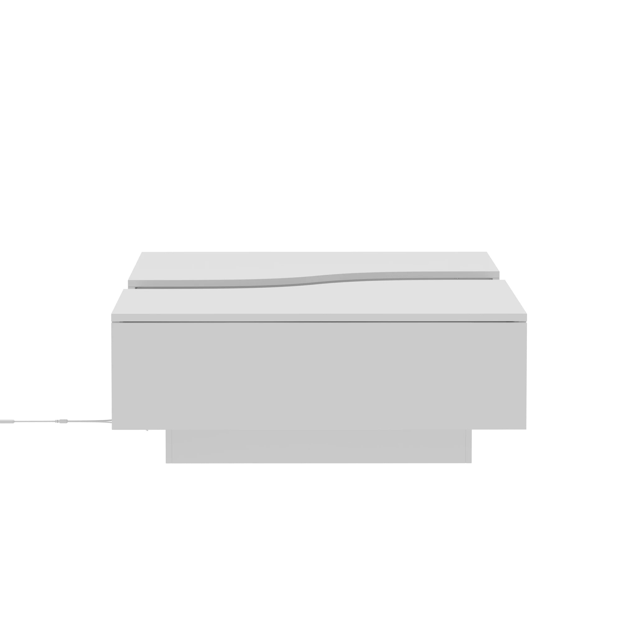 Modern LED Coffee Table – 55.1” Wide Center Table with 2 Storage Drawers