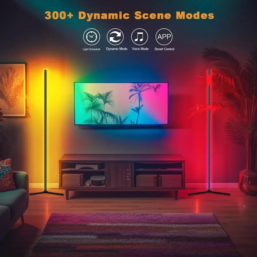 Smart LED Floor Lamp RGB Remote & APP Control Music Sync Corner Lighting Timer Mood Standing Lamp for Living Room Gaming