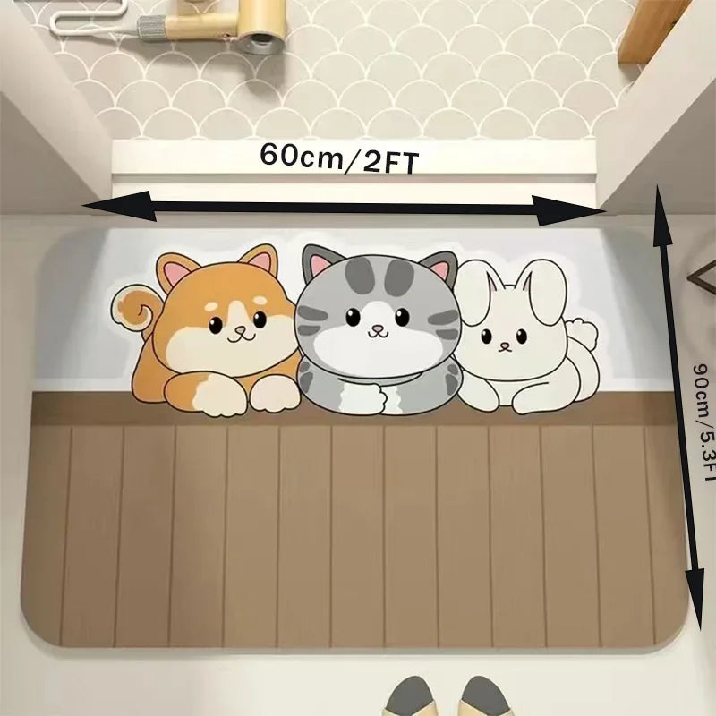 VIKAMA Coin Faux Cashmere Carpet Bathroom Absorbent Non-slip Pad Bedroom Decorative Bedside Rug Dirty Resistant Home Decorating