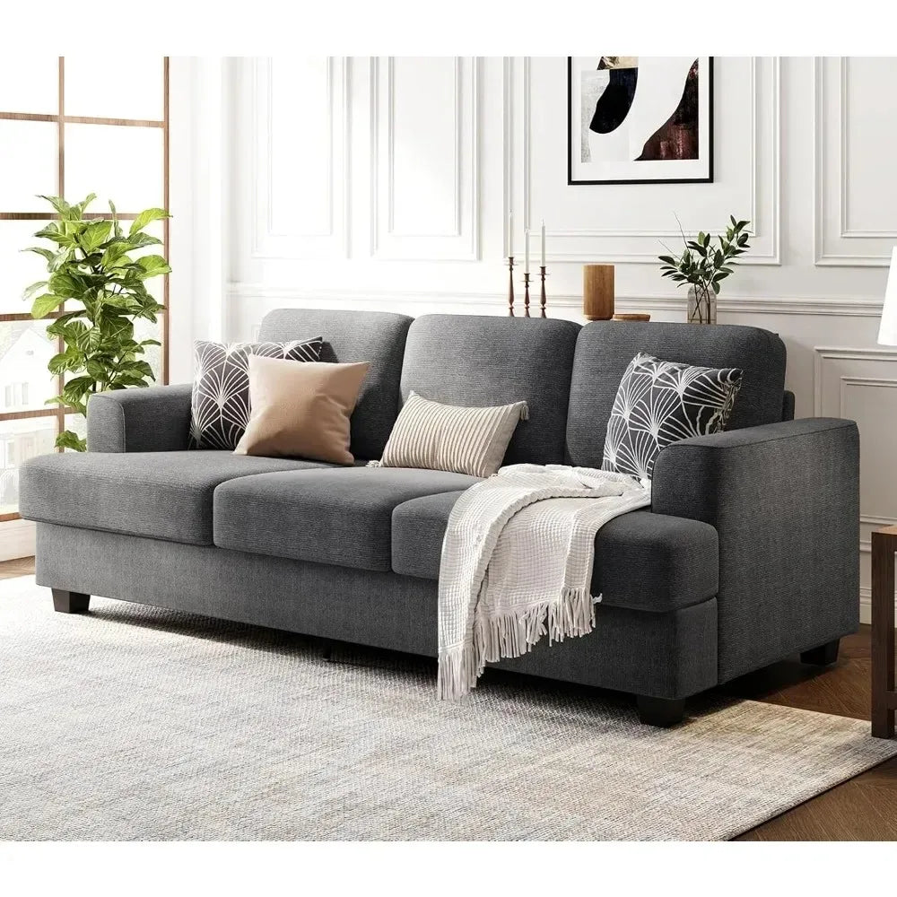 89" 3-Seater Cloud-Style Deep-Seat Sofa, Chenille Fabric, Wood Frame, Easy Assembly for Living Room