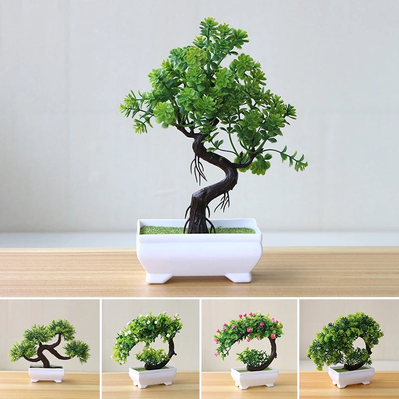Artificial Potted Flowers Plants Bonsai Fake Plant Flower Potted Ornaments for Garden Small Simulated Tree Home Decor Supplies