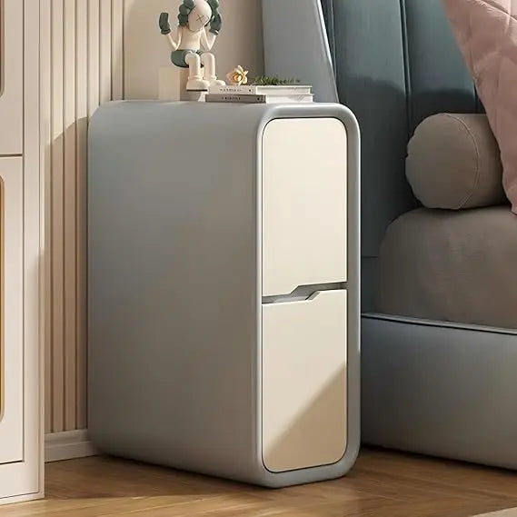 Compact Drawer Nightstand in Solid Wood with PU Finish, Minimalist Bedside Table, Space-Saving Nightstand, Petite End Table