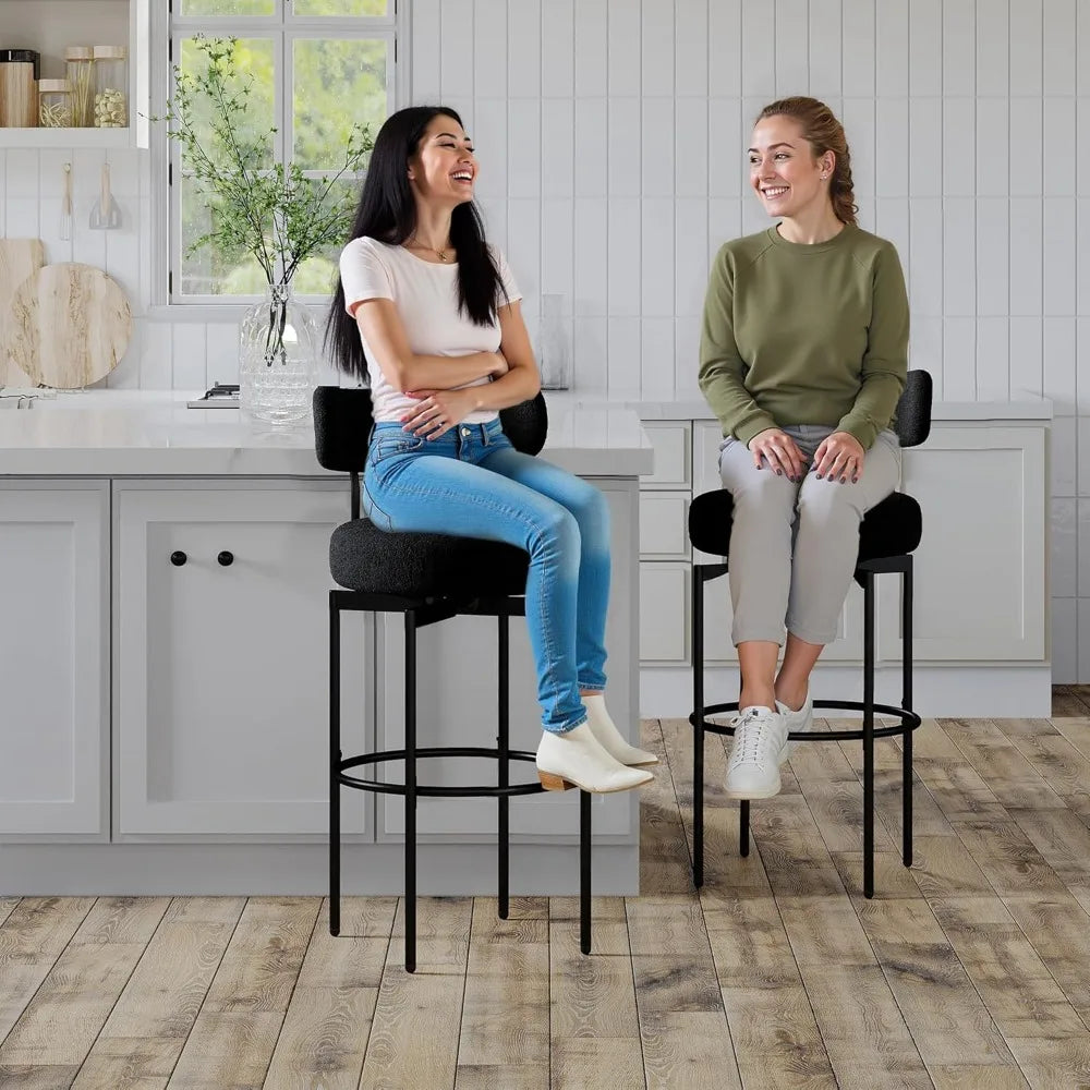 Modern Black Swivel Counter-Height Bar Stools with Back (Set of 4)