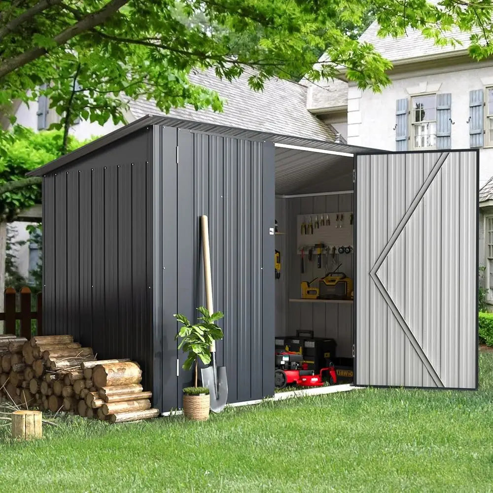 7ft x 3ft Lean-to Shed for Outdoor Bike Storage and Weatherproof Metal Storage Cabinet