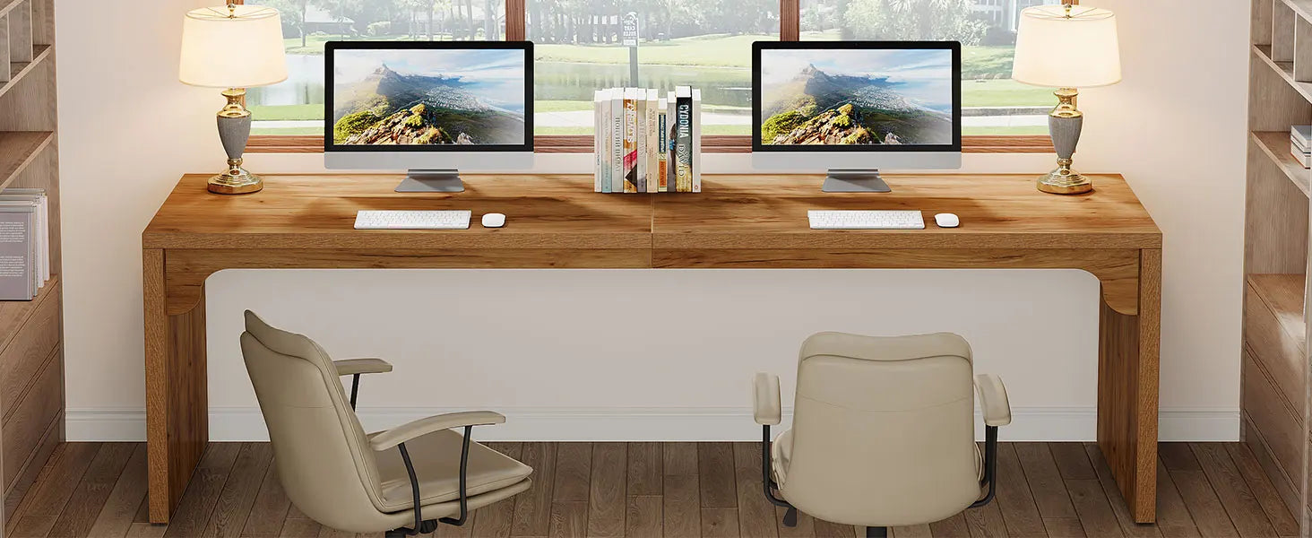 Tribesigns 78.7 Inches Long Computer Desk, Wooden Extra Long Desk Double Desk Workstation, 2 Person Desk for Home Office