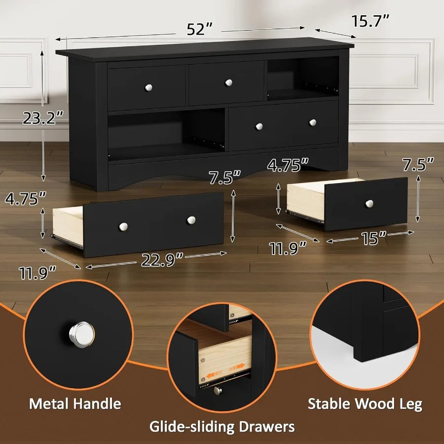 5-Drawer Dresser for Bedroom with Wide Chest of Drawers Design Ideal Storage Organizer for Closet and Hallway Durable
