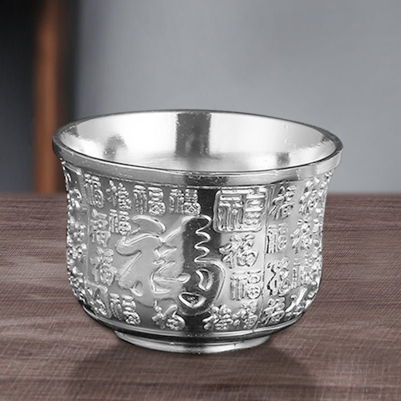 High-Grade Hand-Gilt Silver Tea & Wine Set – Silver-Plated Teapot with Chinese Wine Glasses