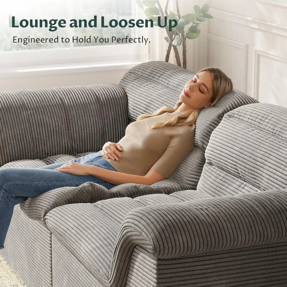 88" Cloud Sectional Couch, Modern Modular Sofa with Deep Seat, Comfy Compressed Loveseat, Corduroy Couches for Living Room