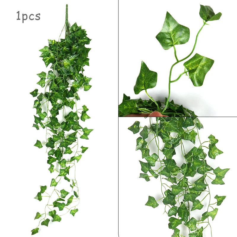 90cm Artificial Plants Creeper Green Leaves Wall Hanging Ivy Leaf Garland Home Garden Decoration Wedding Party DIY Fake Vine