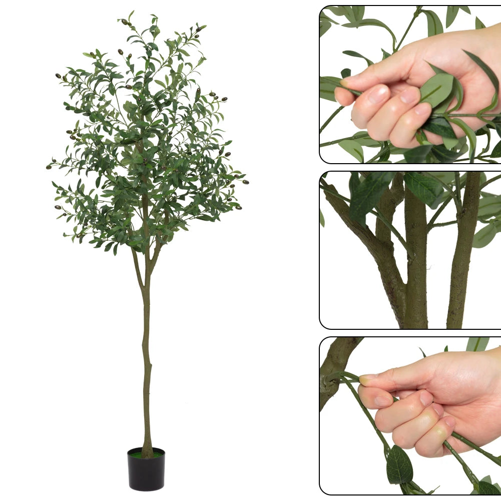 Artificial Olive Tree Faux Olive Tree 5ft/6ft/7ft Tall Artificial Tree Indoor Outdoor Potted Artificial Plants for Home Office