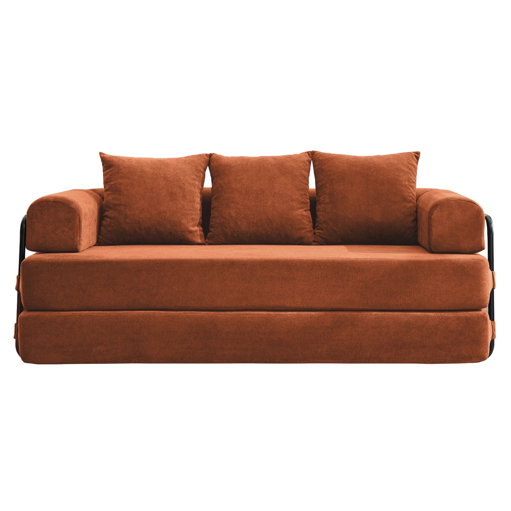 Korser Convertible Sofa Bed with Pillows Modular Floor Sofa with Fixed-Shape Frame Chenille Removable Folding Mattress Couch