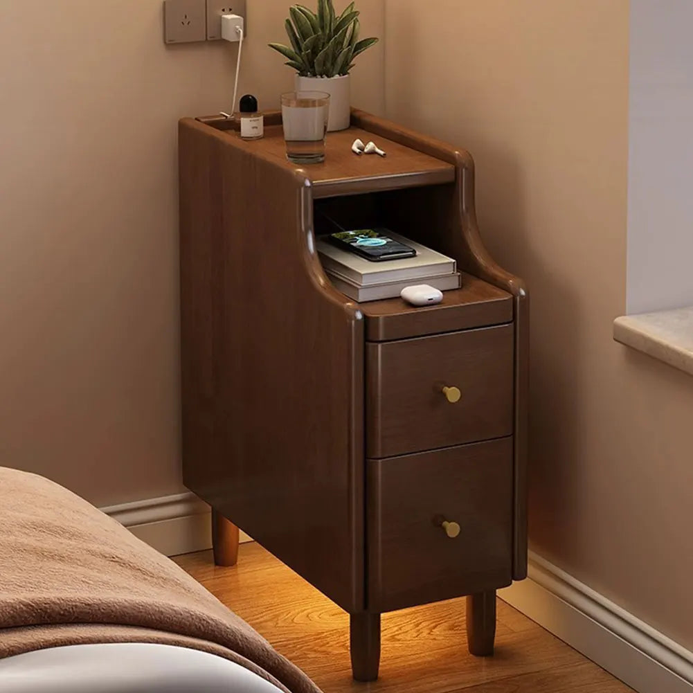 Simple Decorative Table with Storage Space Modern Narrow Nightstand Bedside Storage Small Cabinet for Bedroom