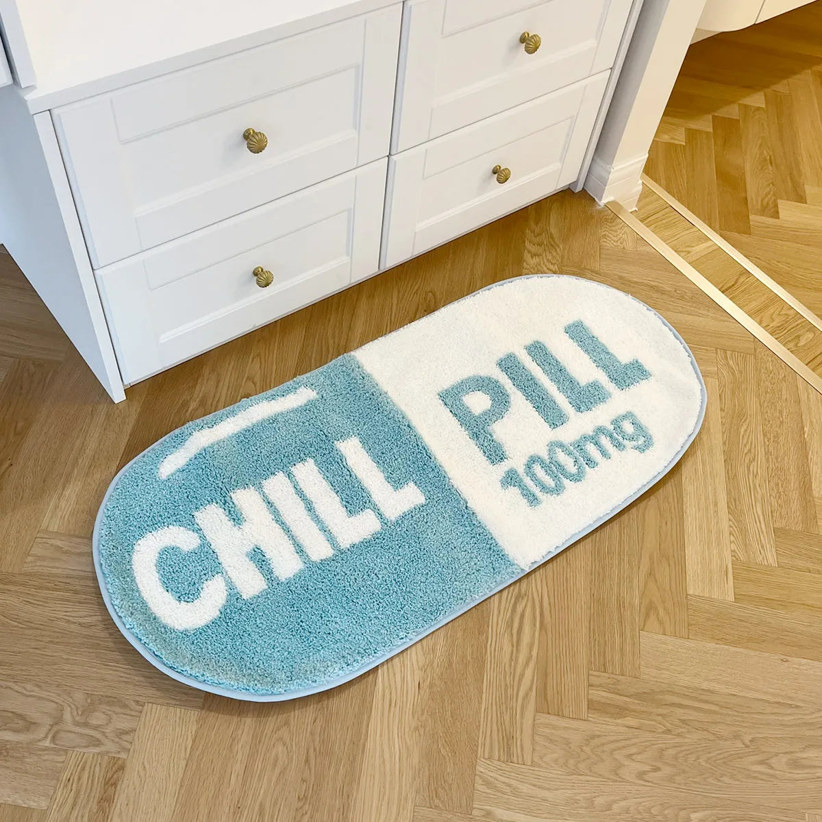 LAKEA Chill Pill Custom Rug Oval Tufted Rug Bath Mat Door Floor Mat Pink Home Decor Carpet Camping Mat Waterproof  Anti-Slip