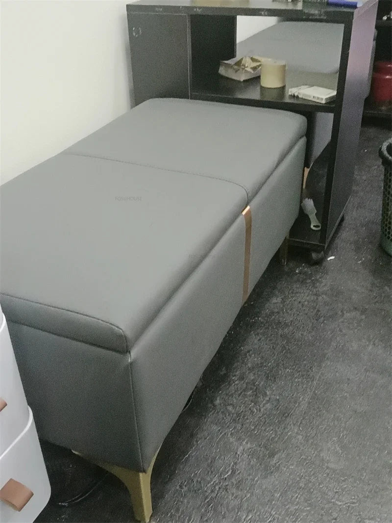 Nordic Shoe Changing Stool – European Style Storage Bench Ottoman